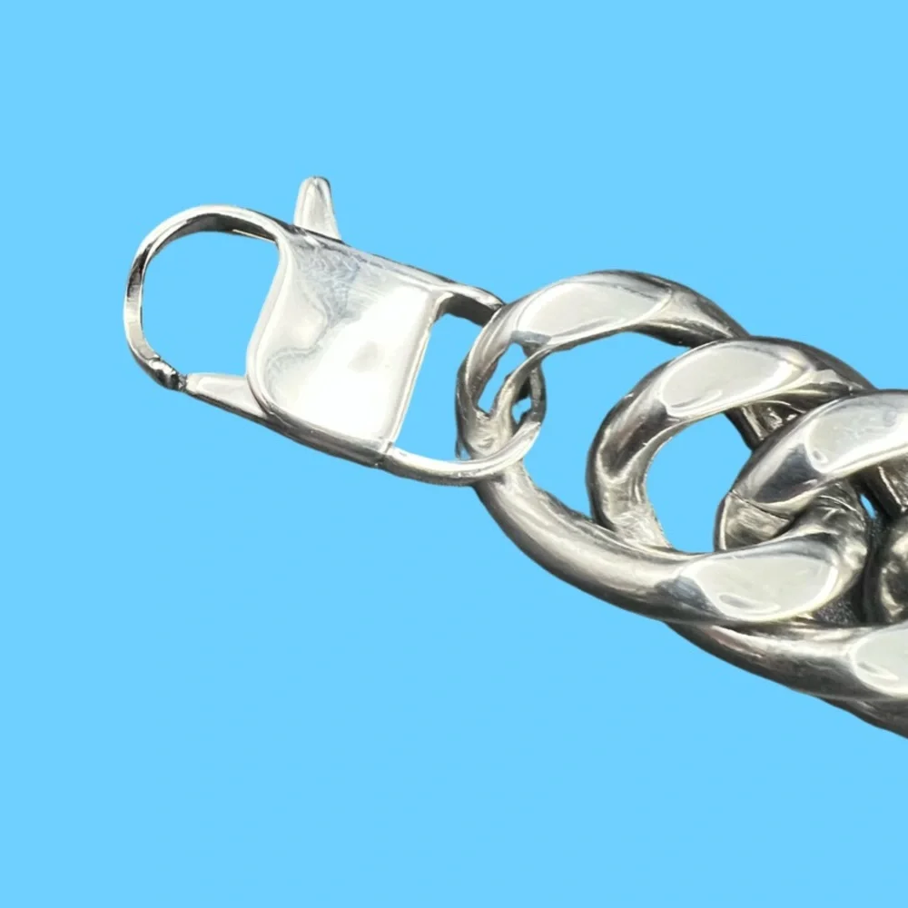 Unisex 20mm Stainless Steel Chain Bracelet 8” Length Lobster Clasp